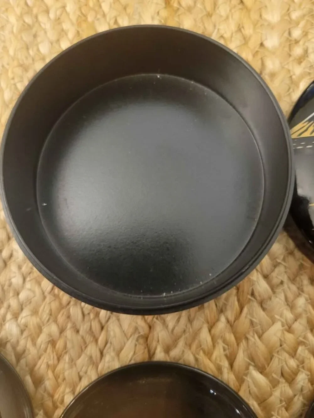 Vintage set of Japanese Black Lacquerware Coasters Featuring Mt. Fuji